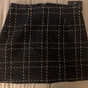 Navy and Gold Plaid Mini Skirt